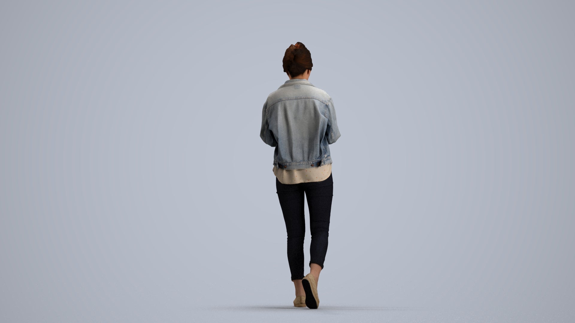 realistic 3D people woman walking, render-ready for V-Ray and Corona, FBX OBJ, front view render