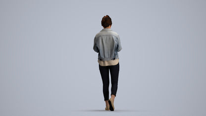 realistic 3D people woman walking, render-ready for V-Ray and Corona, FBX OBJ, front view render
