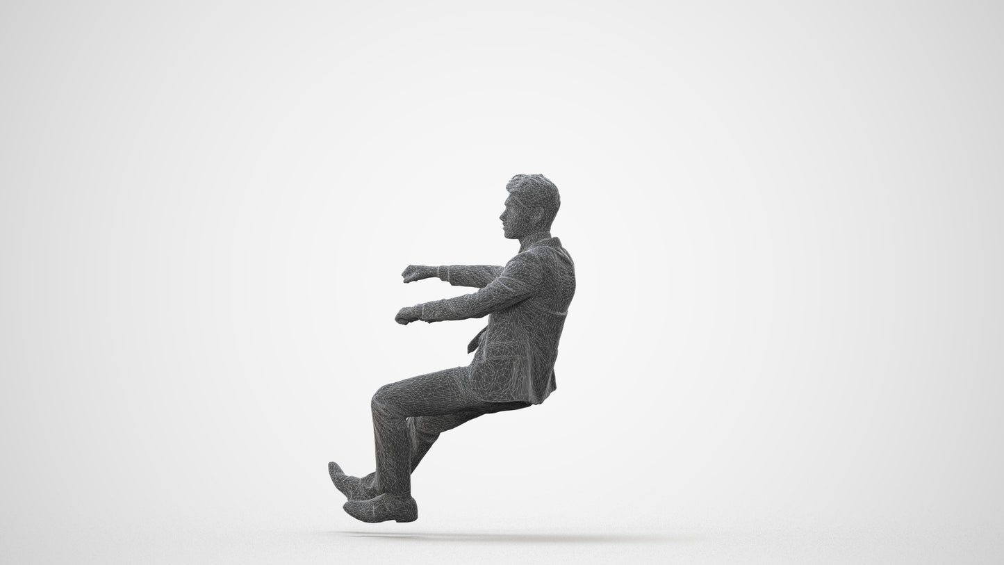 realistic 3D human man business driving, archviz people FBX OBJ for Blender, square thumbnail