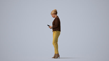 3D people model woman business standing, scanned human for 3ds Max rendering, three-quarter view render