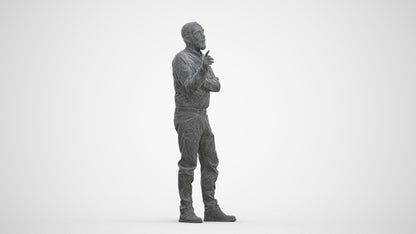 realistic 3D human senior man casual standing, archviz people FBX OBJ for Blender, three-quarter front view render