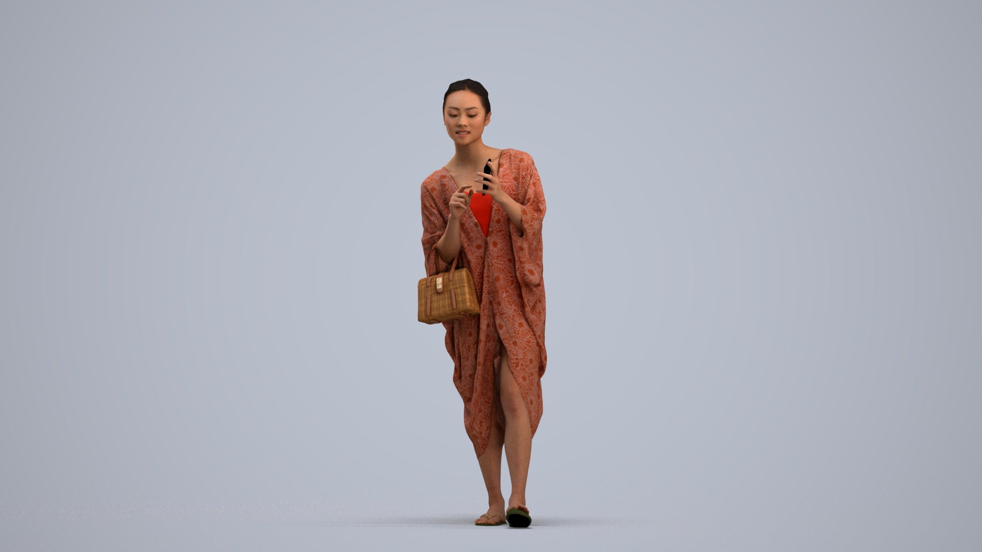photogrammetry 3D woman walking, realistic human model archviz FBX, standing pose render