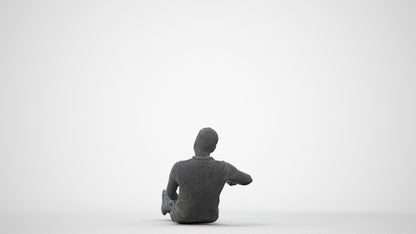 3D people model man casual sitting, scanned human for 3ds Max rendering, square thumbnail