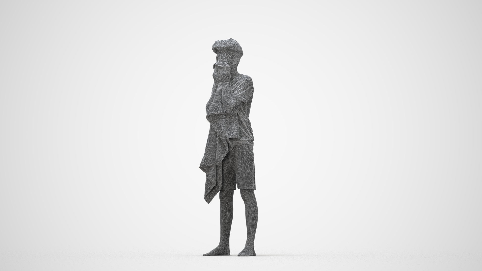 realistic 3D boy casual kids, scanned archviz people for Blender and 3ds Max, wireframe back view