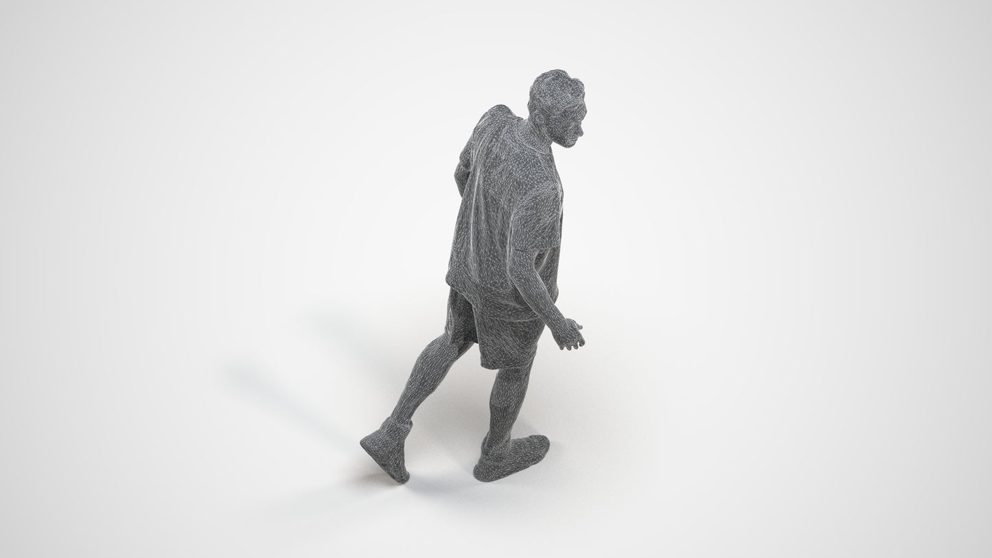 photogrammetry 3D man sport, realistic human model archviz FBX, wireframe three-quarter view