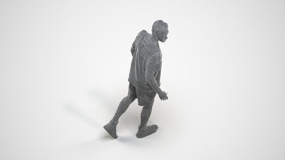 photogrammetry 3D man sport, realistic human model archviz FBX, wireframe three-quarter view