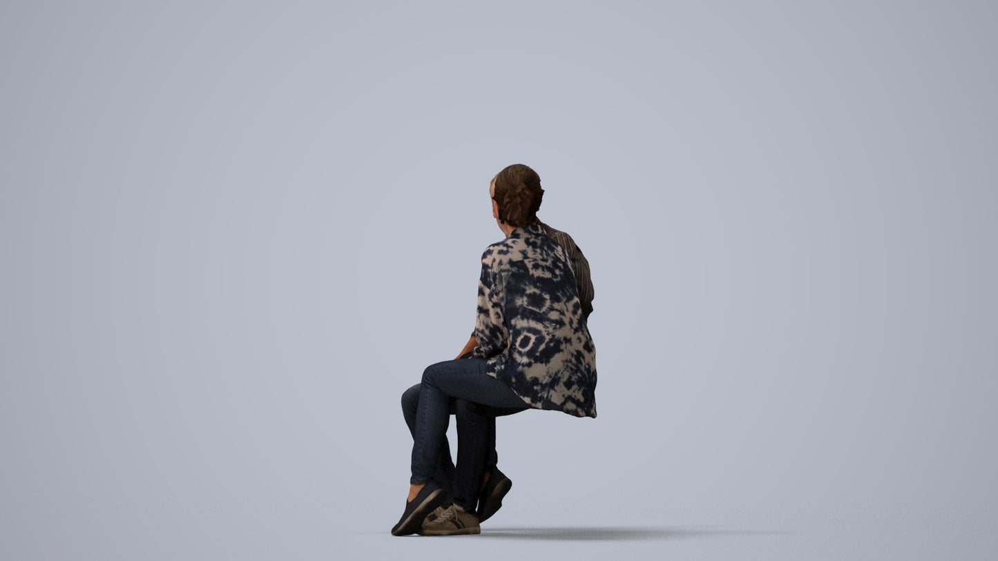 realistic 3D human woman casual couple, archviz people FBX OBJ for Blender, three-quarter view render