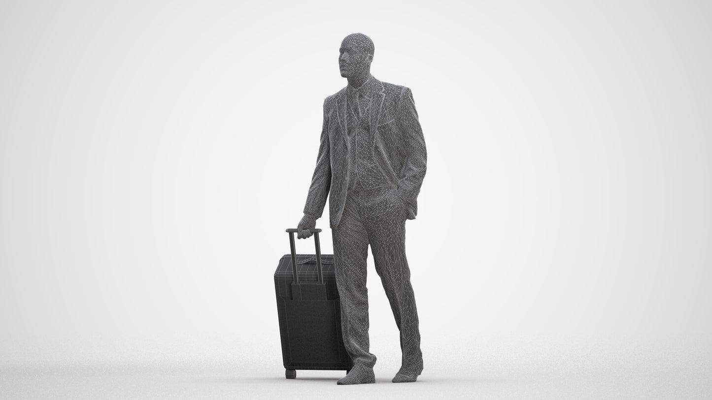 3D people model man business, scanned human for 3ds Max rendering, three-quarter front view render
