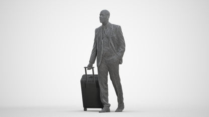 3D people model man business, scanned human for 3ds Max rendering, three-quarter front view render
