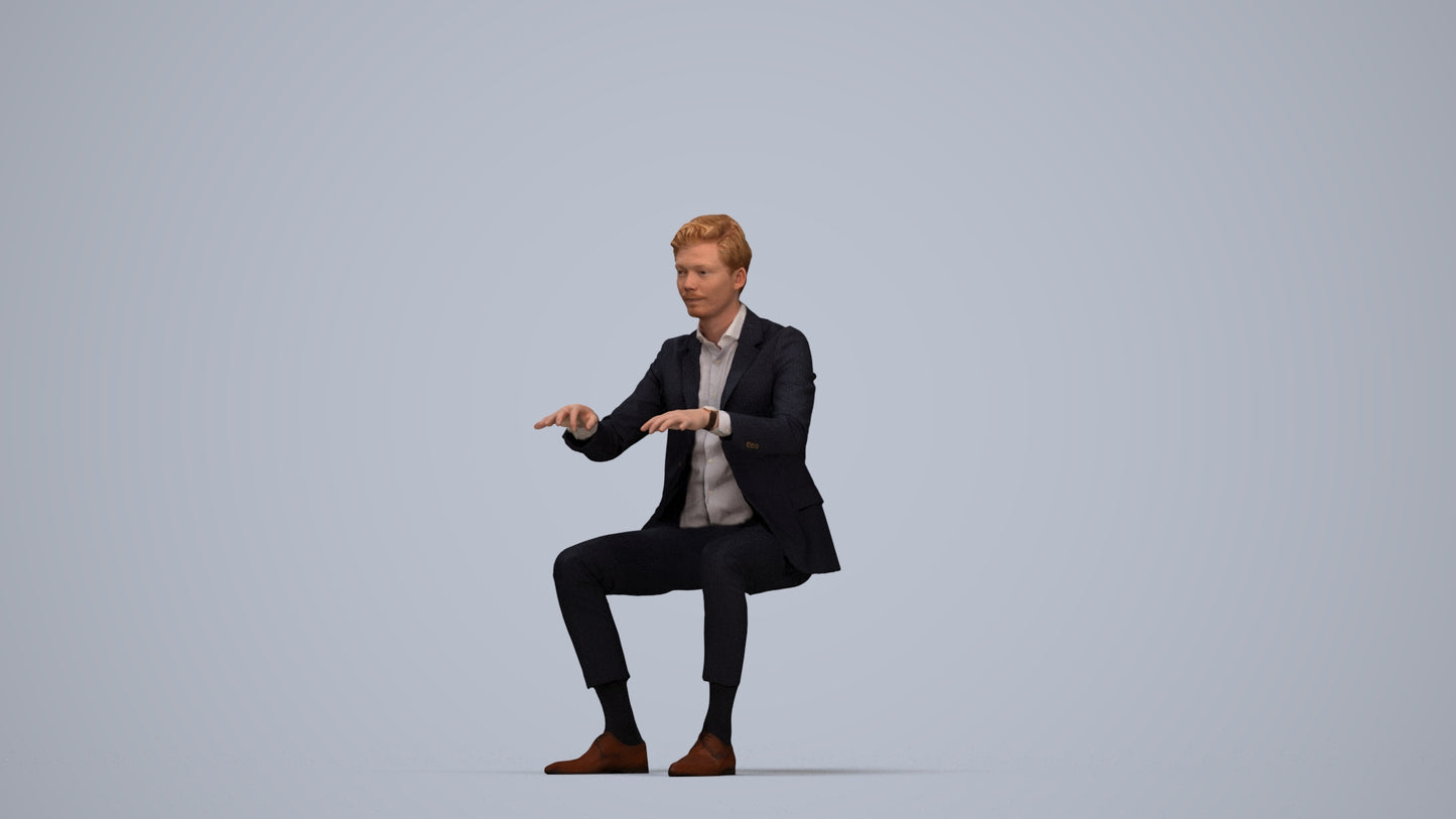 photogrammetry 3D man business, realistic human model archviz FBX, top-down view render