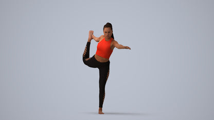 3D scanned woman sport, photorealistic archviz people for Enscape and SketchUp, three-quarter view render