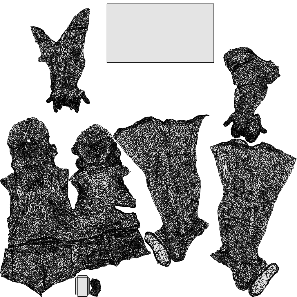 3D people model girl casual standing, scanned human for 3ds Max rendering, wireframe top-down view