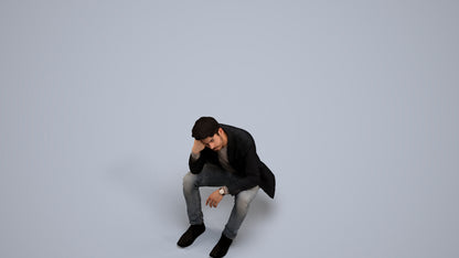 3D human model man casual business, photogrammetry scanned person for archviz, back view render