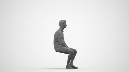 realistic 3D people man casual sitting, render-ready for V-Ray and Corona, FBX OBJ, wireframe side view
