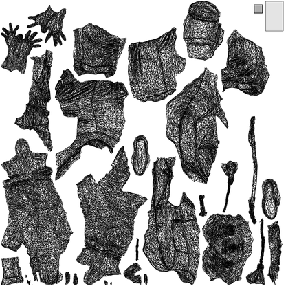 3D people model woman casual standing, scanned human for 3ds Max rendering, wireframe top-down view