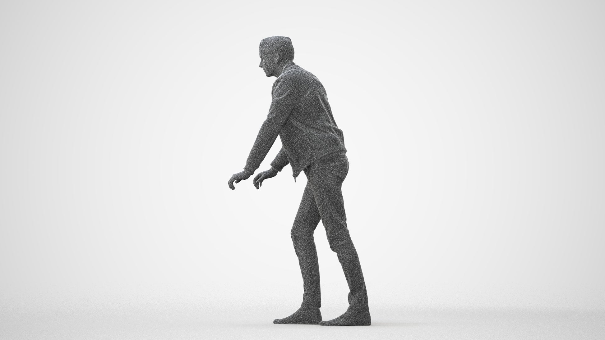 realistic 3D man casual walking, scanned archviz people for Blender and 3ds Max, square thumbnail