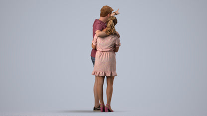 scanned 3D woman casual couple, photogrammetry people for Enscape and V-Ray, side view render