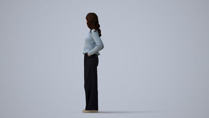 scanned 3D woman casual standing, photogrammetry people for Enscape and V-Ray, three-quarter view render