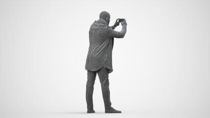 realistic 3D human man casual standing, archviz people FBX OBJ for Blender, wireframe side view