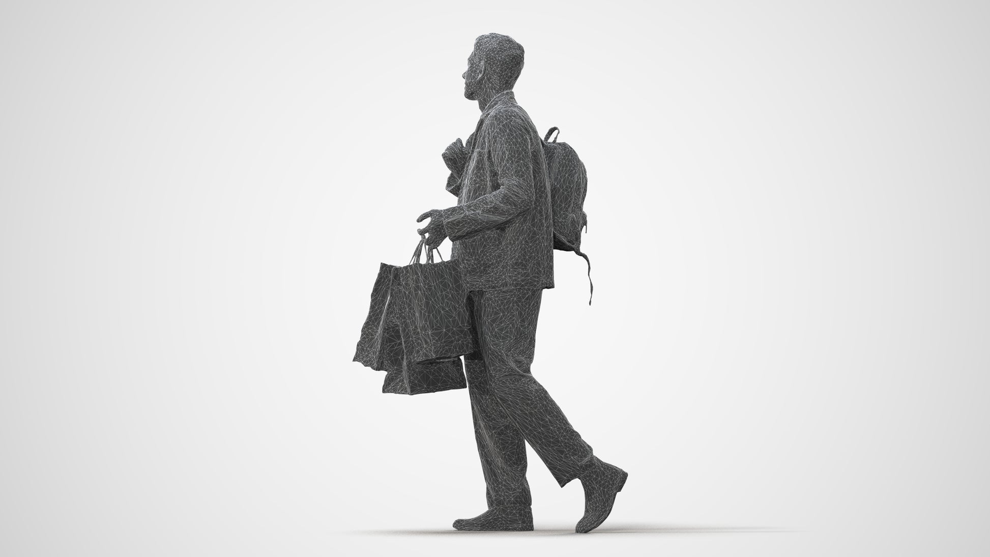 realistic 3D human man casual shopping, archviz people FBX OBJ for Blender, square thumbnail
