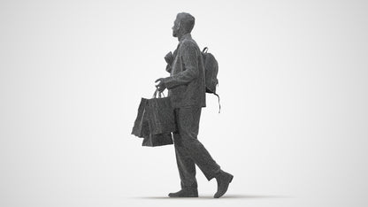 realistic 3D human man casual shopping, archviz people FBX OBJ for Blender, square thumbnail