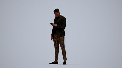 3D people model man casual standing, scanned human for 3ds Max rendering, top-down view render