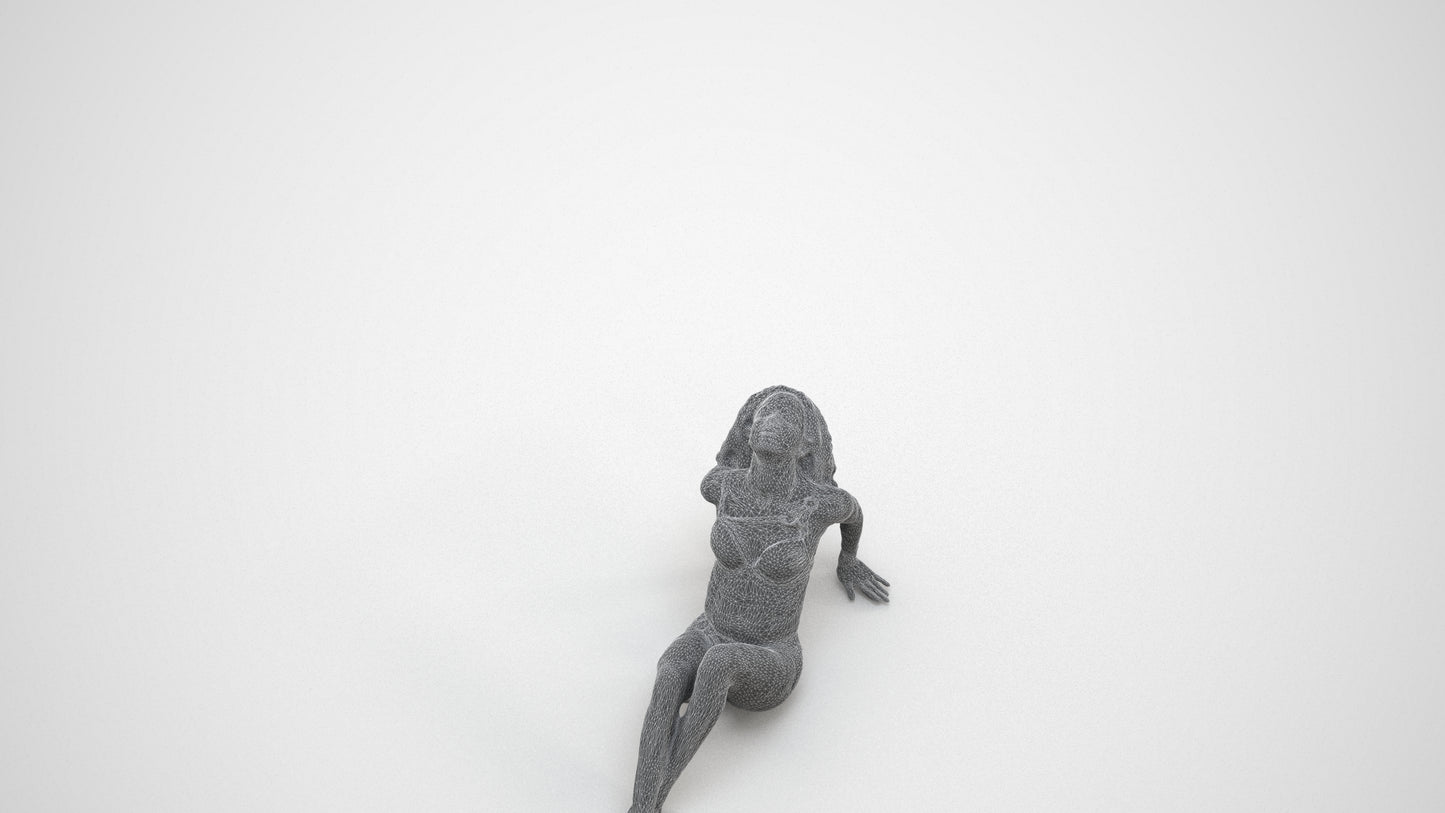 photogrammetry 3D woman mix, realistic human model archviz FBX, wireframe three-quarter view