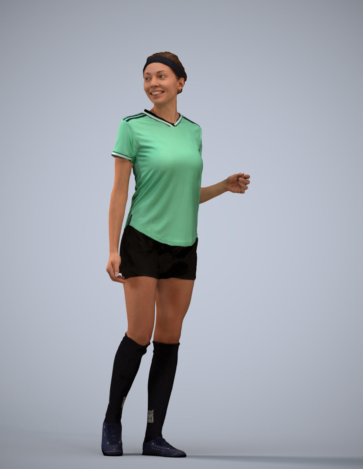 3D human model woman sport, photogrammetry scanned person for archviz