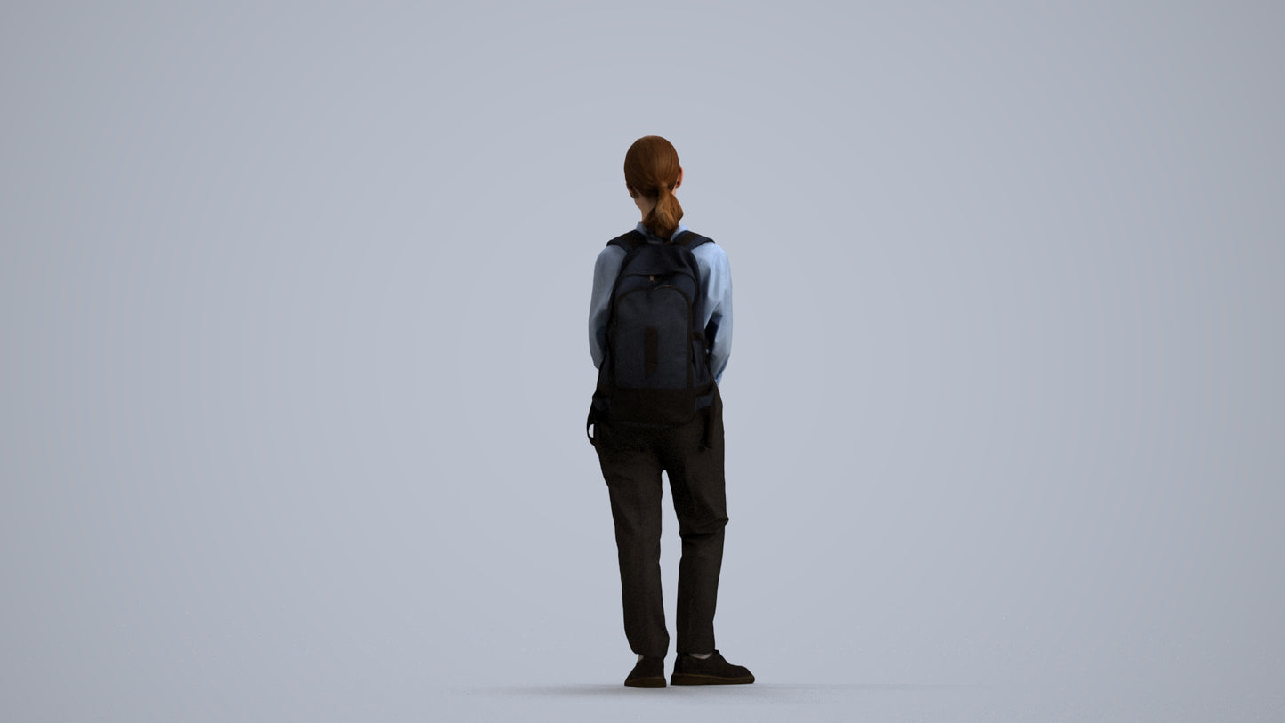 scanned 3D girl kids, photogrammetry people for Enscape and V-Ray, front view render