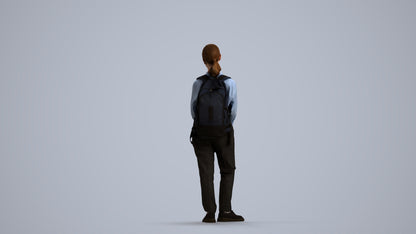 scanned 3D girl kids, photogrammetry people for Enscape and V-Ray, front view render
