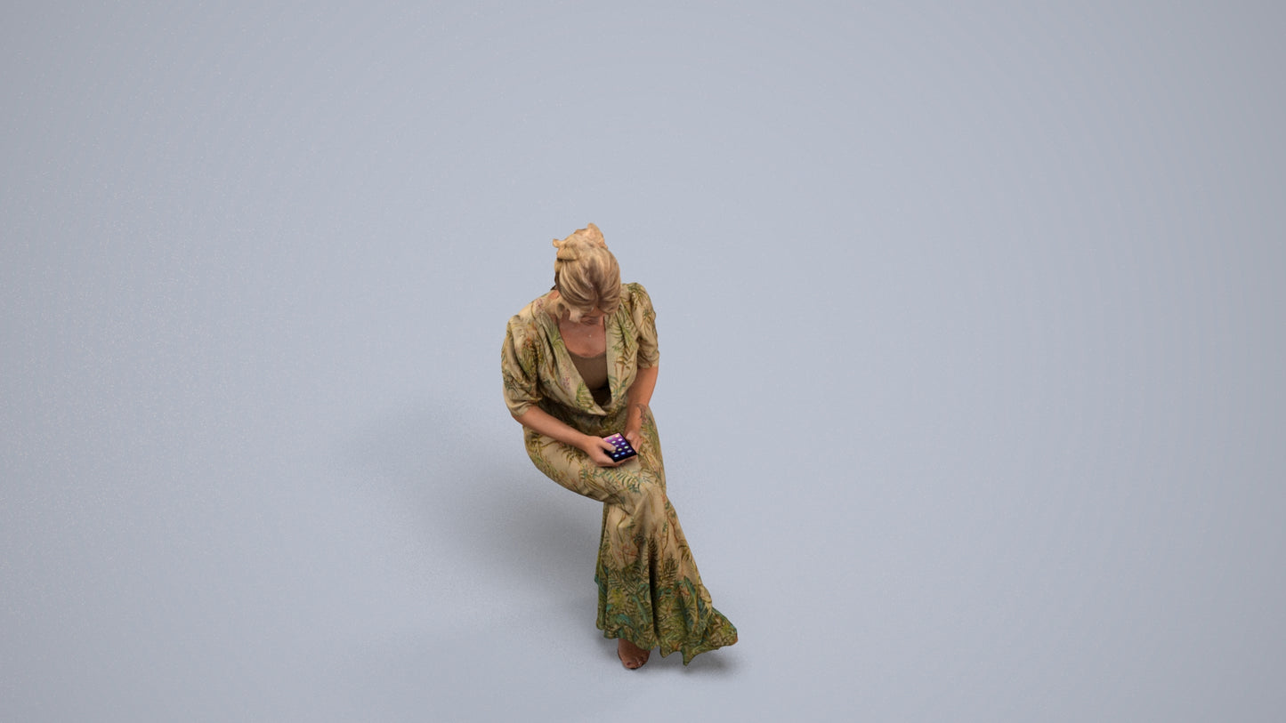 realistic 3D woman casual standing, scanned archviz people for Blender and 3ds Max, back view render