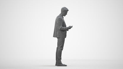 realistic 3D human man business, archviz people FBX OBJ for Blender, wireframe side view