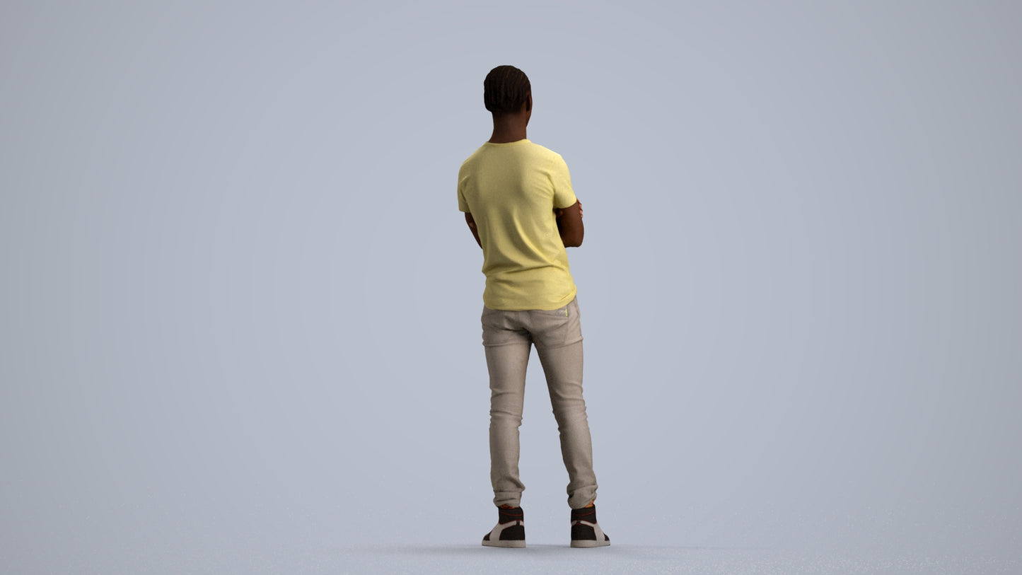 3D human model boy casual kids, photogrammetry scanned person for archviz, front view render