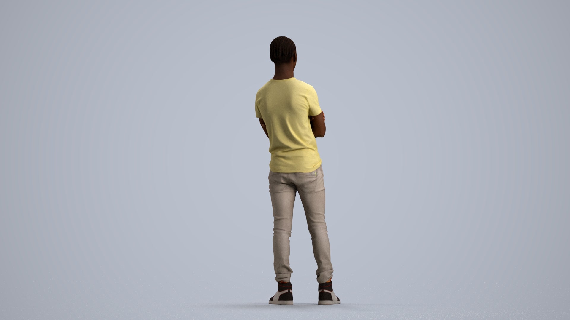 3D human model boy casual kids, photogrammetry scanned person for archviz, front view render