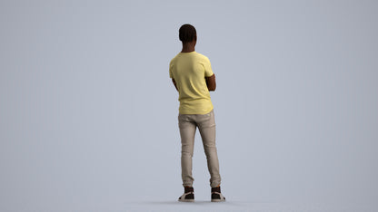 3D human model boy casual kids, photogrammetry scanned person for archviz, front view render