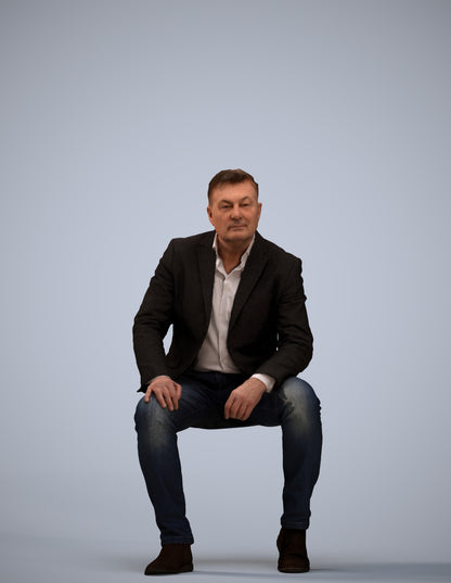 3D human model man business, photogrammetry scanned person for archviz