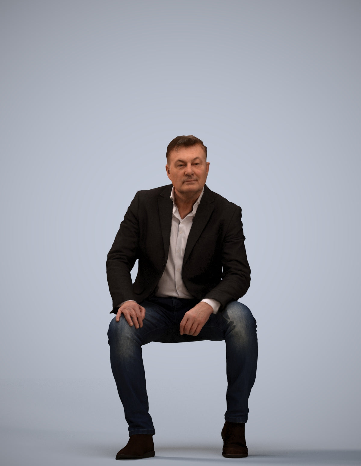 3D human model man business, photogrammetry scanned person for archviz