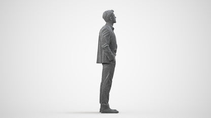scanned 3D man business, photogrammetry people for Enscape and V-Ray, wireframe side view