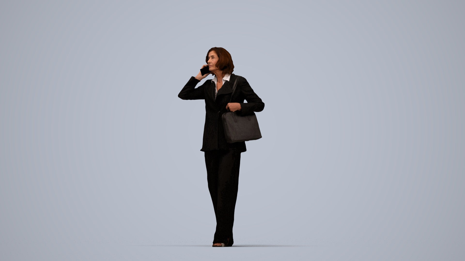 scanned 3D senior woman business walking, photogrammetry people for Enscape and V-Ray, top-down view render