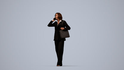 scanned 3D senior woman business walking, photogrammetry people for Enscape and V-Ray, top-down view render