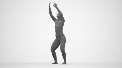 scanned 3D woman pool, photogrammetry people for Enscape and V-Ray, wireframe back view