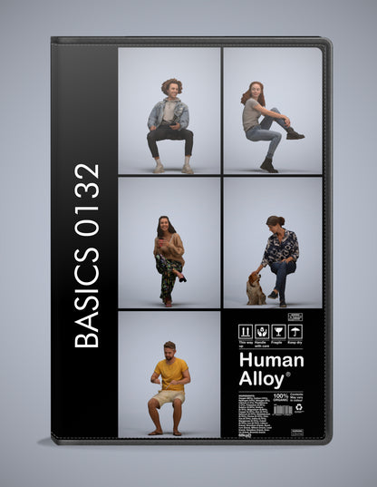 3D people models sitting bundle, 5 scanned humans for 3ds Max rendering