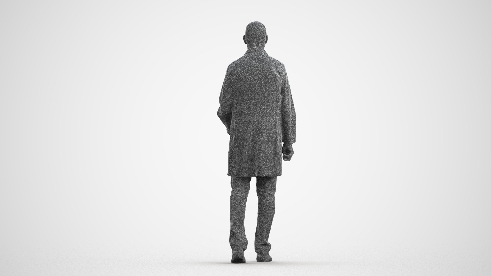 realistic 3D senior man medical, scanned archviz people for Blender and 3ds Max, wireframe front view
