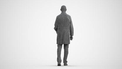 realistic 3D senior man medical, scanned archviz people for Blender and 3ds Max, wireframe front view