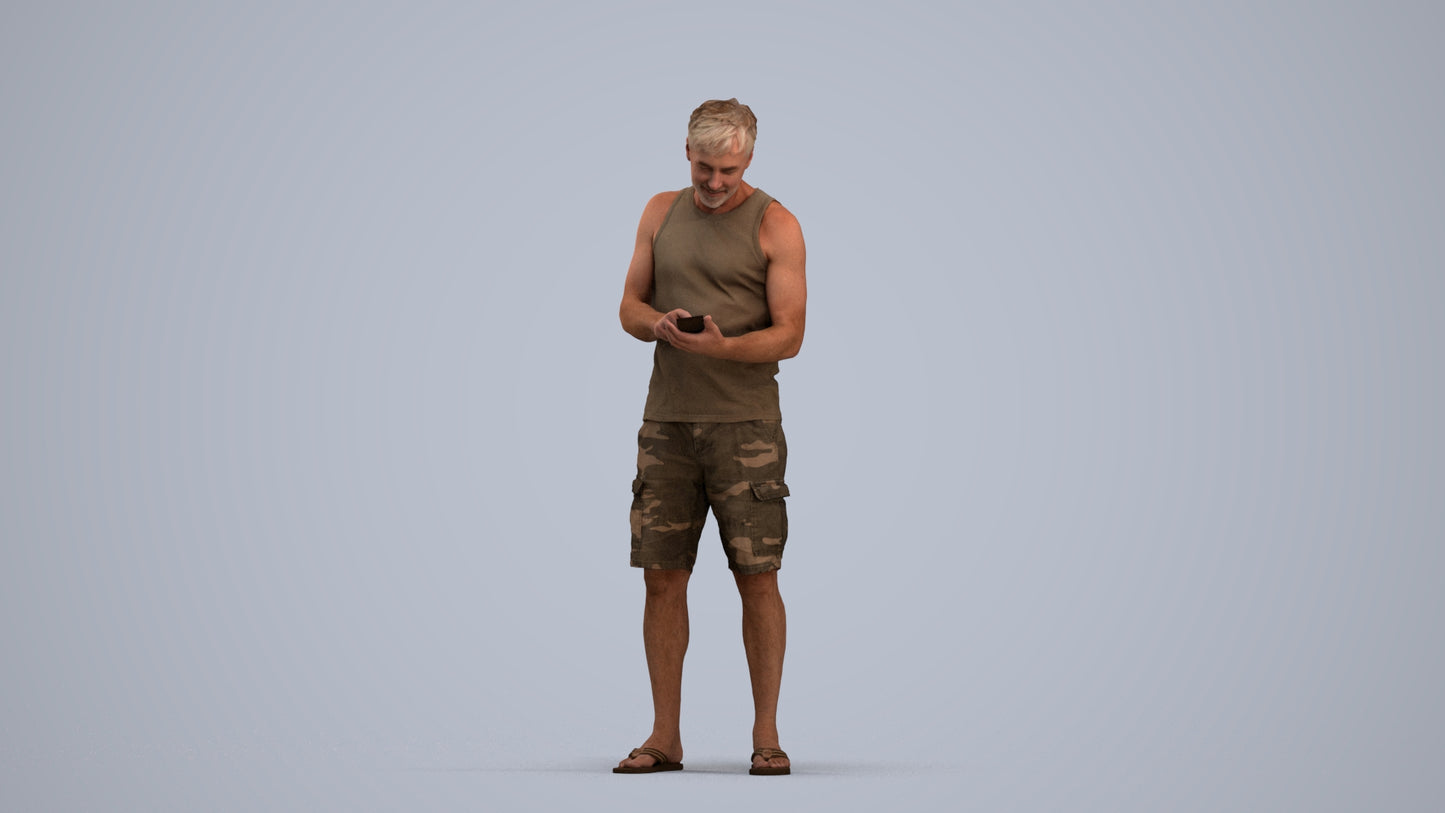 photogrammetry 3D man casual standing, realistic human model archviz FBX, standing pose render