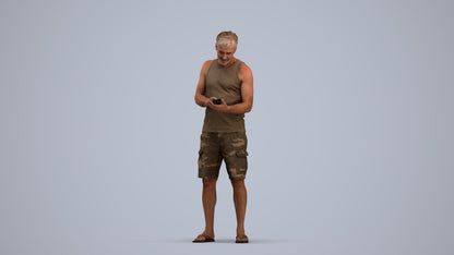 photogrammetry 3D man casual standing, realistic human model archviz FBX, standing pose render