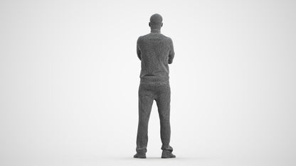 scanned 3D man standing, photogrammetry people for Enscape and V-Ray, wireframe front view