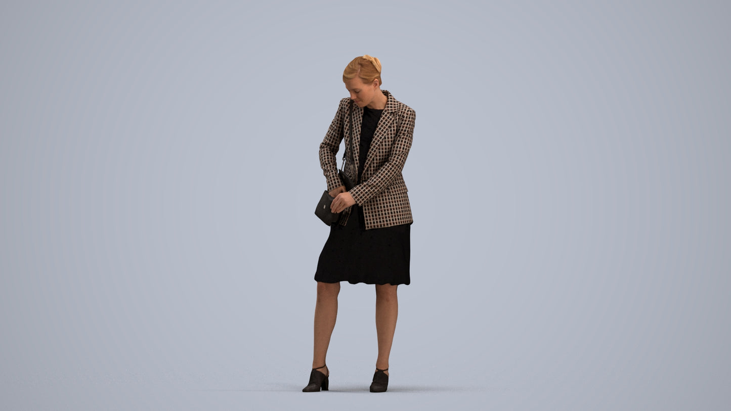 photogrammetry 3D woman business standing, realistic human model archviz FBX, standing pose render
