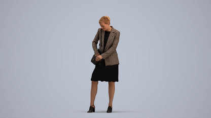 photogrammetry 3D woman business standing, realistic human model archviz FBX, standing pose render