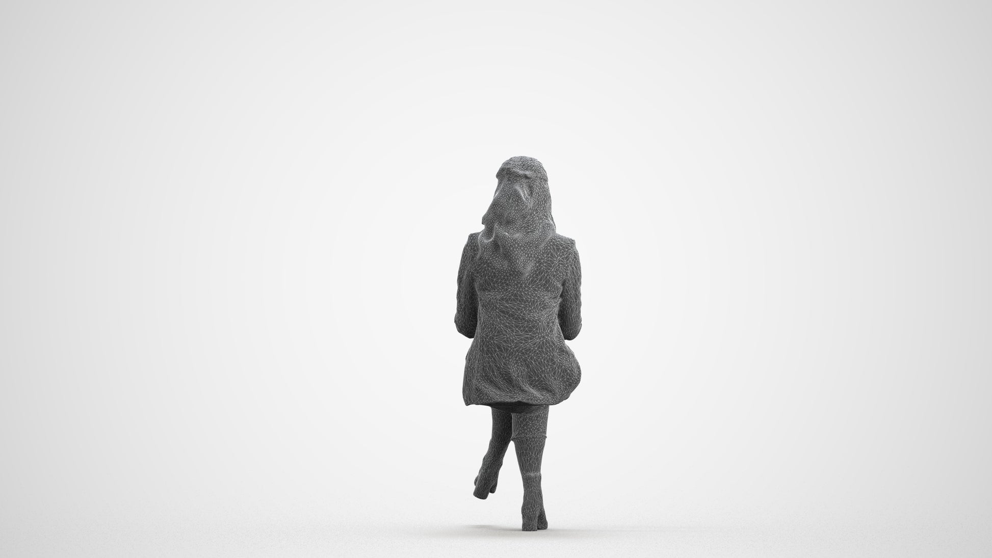 realistic 3D human woman business, archviz people FBX OBJ for Blender, wireframe front view